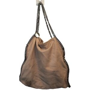 Stella‎ McCartney Faux Suede Chain Trim Falabella tote Blush Beige